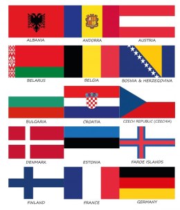 Zestaw flag Europy 50x70 mm