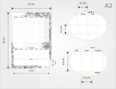 PLANER UNIWERSALNY MIESIĘCZNY FLORAL Z NOTATKAMI