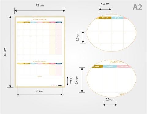 PLANER UNIWERSALNY MIESIĘCZNY PASTELOVE Z NOTATKAMI