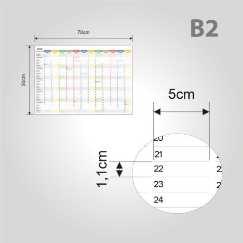 Planer ścienny szkolny kalendarz 2024/2025 B2 niezmywalny TĘCZA
