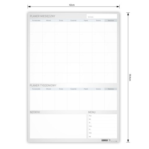 PLANER UNIWERSALNY MIESIĘCZNY SZARY Z NOTATKAMI