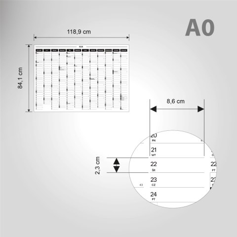 Planer ścienny kalendarz 2024 A0 suchościeralny B&W