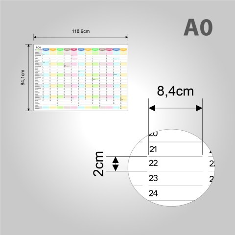 Planer ścienny kalendarz 2024 A0 suchościeralny TĘCZA
