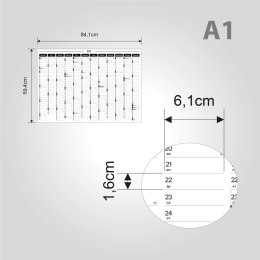 Planer ścienny kalendarz 2024 A1 suchościeralny B&W