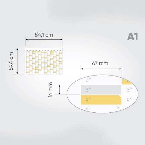 Planer ścienny kalendarz 2024 A1 suchościeralny SUN