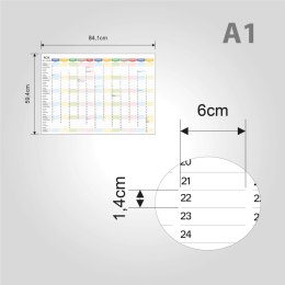 Planer ścienny kalendarz 2024 A1 suchościeralny TĘCZA