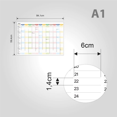 Planer ścienny kalendarz 2024 A1 suchościeralny TĘCZA