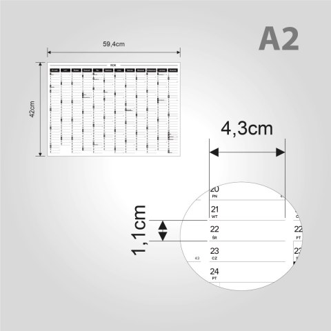 Planer ścienny kalendarz 2024 A2 suchościeralny B&W