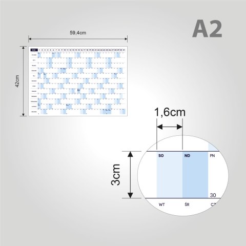 Planer ścienny kalendarz 2024 A2 suchościeralny FIRMOWY