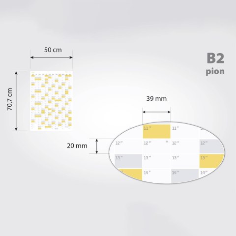 Planer ścienny kalendarz 2024 B1 niezmywalny pionowy SUN