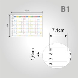 Planer ścienny kalendarz 2024 B1 suchościeralny poziomy TĘCZA