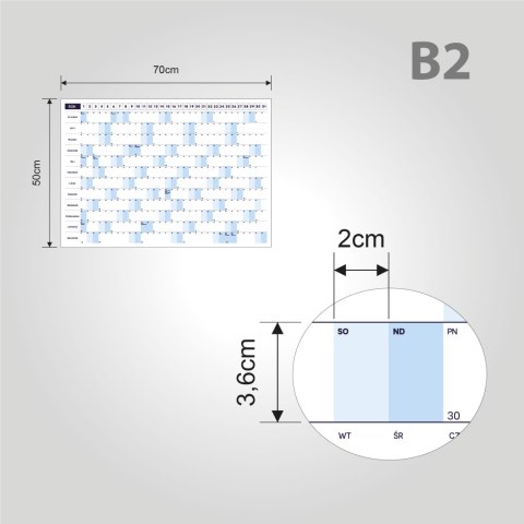 Planer ścienny kalendarz 2024 B2 niezmywalny FIRMOWY