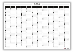 Planer ścienny kalendarz 2026 A1 suchościeralny B&W