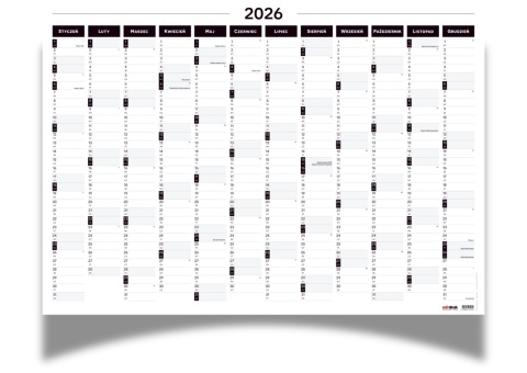 Planer ścienny kalendarz 2026 A1 suchościeralny B&W Planer ścienny kalendarz 2026 A1 suchościeralny B&W