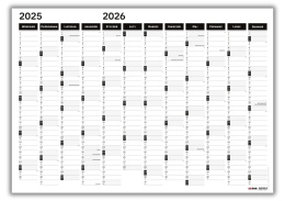 Planer ścienny szkolny kalendarz 2025/2026 A0 suchościeralny B&W