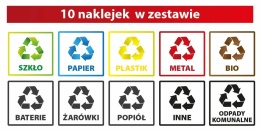 Naklejki na ŚMIETNIK KOSZE NA ŚMIECI 16cm komplet