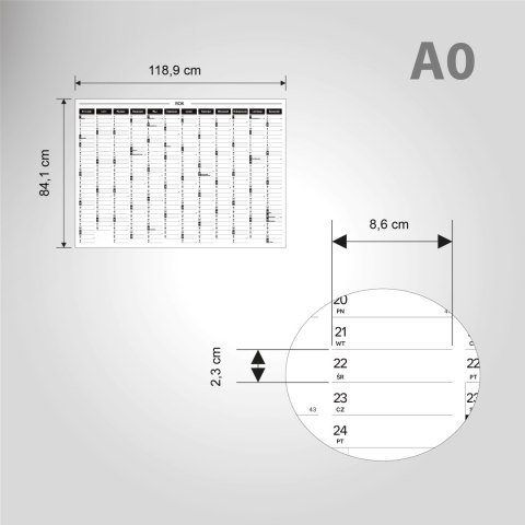 Planer ścienny kalendarz 2027 A0 suchościeralny B&W