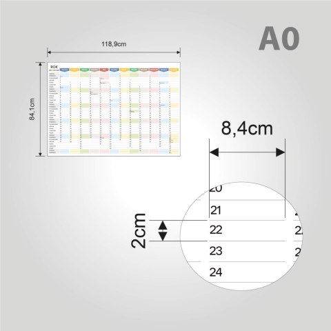 Planer ścienny kalendarz 2027 A0 suchościeralny TĘCZA