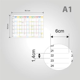 Planer ścienny kalendarz 2027 A1 niezmywalny TĘCZA