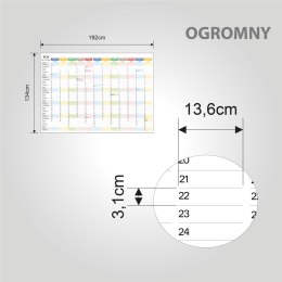 Planer ścienny kalendarz 2027 OGROMNY suchościeralny TĘCZA