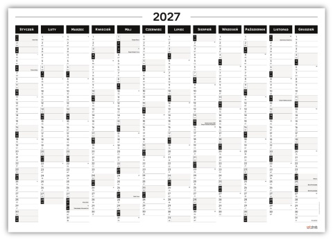Planer ścienny kalendarz 2027 A0 suchościeralny B&W