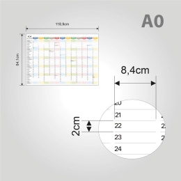 Planer ścienny szkolny kalendarz 2026/2027 A0 suchościeralny TĘCZA