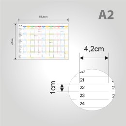 Planer ścienny szkolny kalendarz 2026/2027 A2 suchościeralny TĘCZA