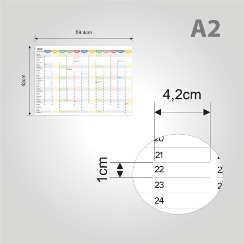 Planer ścienny szkolny kalendarz 2026/2027 A2 suchościeralny TĘCZA