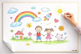 Samoprzylepna tablica suchościeralna 70x50 cm - kropki