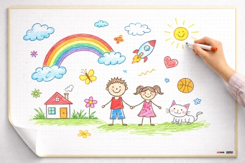 Samoprzylepna tablica suchościeralna 70x50 cm - kropki