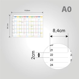 Samoprzylepny Planer ścienny kalendarz 2027 A0 suchościeralny TĘCZA