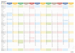 Samoprzylepny Planer ścienny kalendarz 2027 A1 suchościeralny TĘCZA